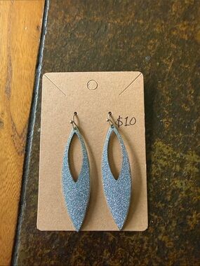 Women’s Glitter Marquise Drop Earrings - Blue